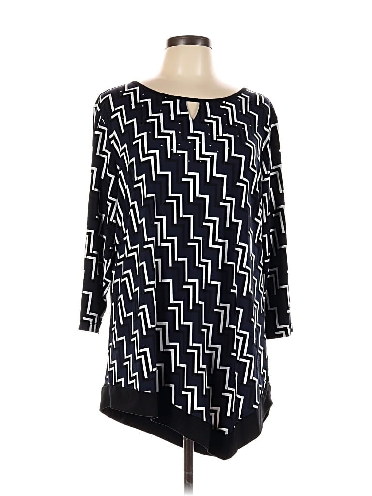 Pre-owned Christopher & Banks 3/4 Sleeve Top Black Boatneck Tops