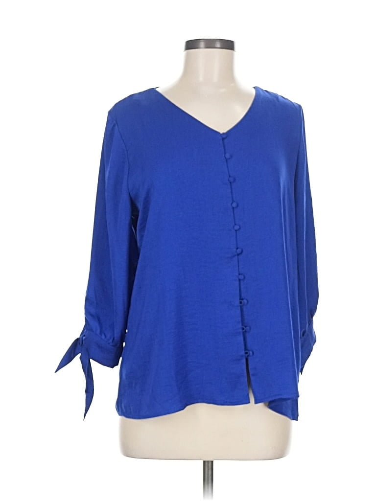 Pre-owned Chico's 3/4 Sleeve Blouse In Blue