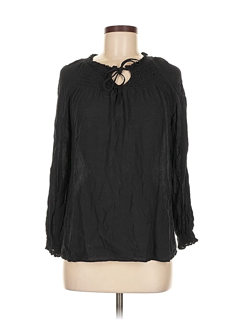 Pre-owned Cato Long Sleeve Blouse In Black