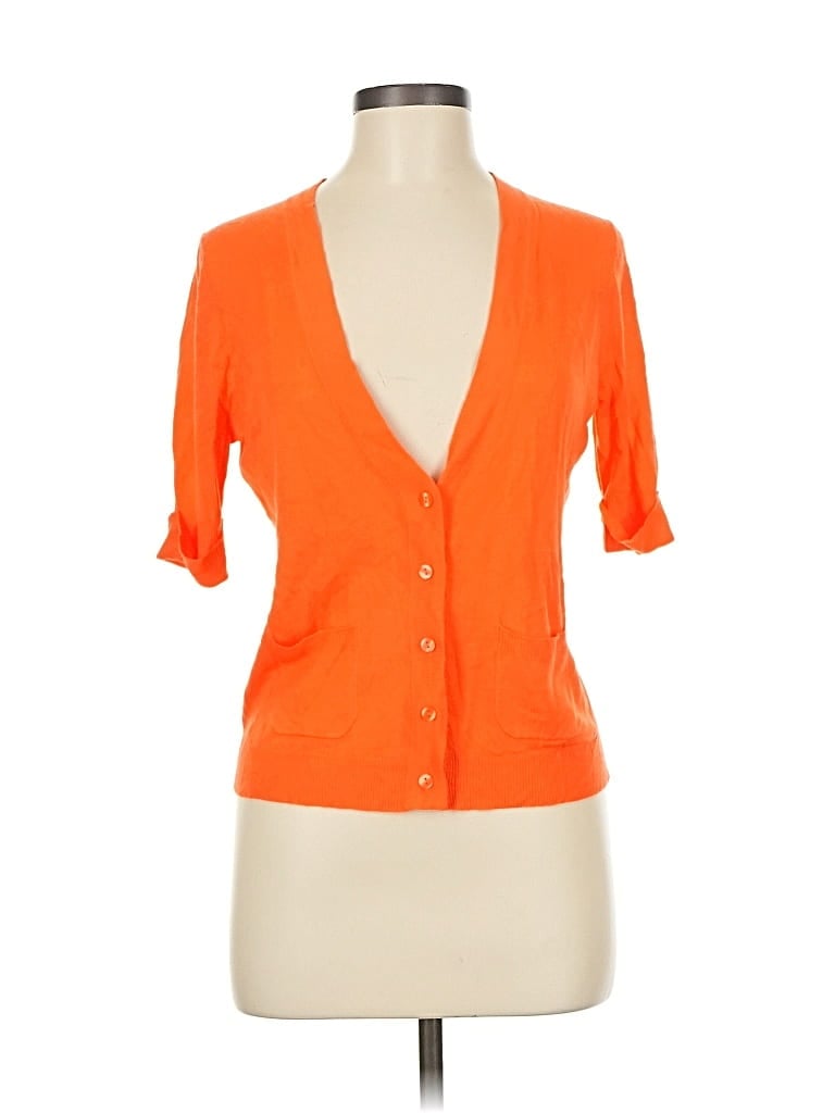Pre-owned Ann Taylor Cardigan Sweater In Orange