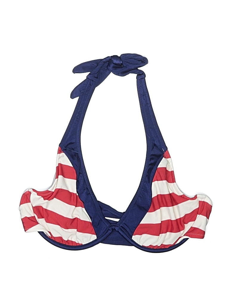 Pre-owned Venus Swimsuit Top Blue Stripes Pattern Swimwear