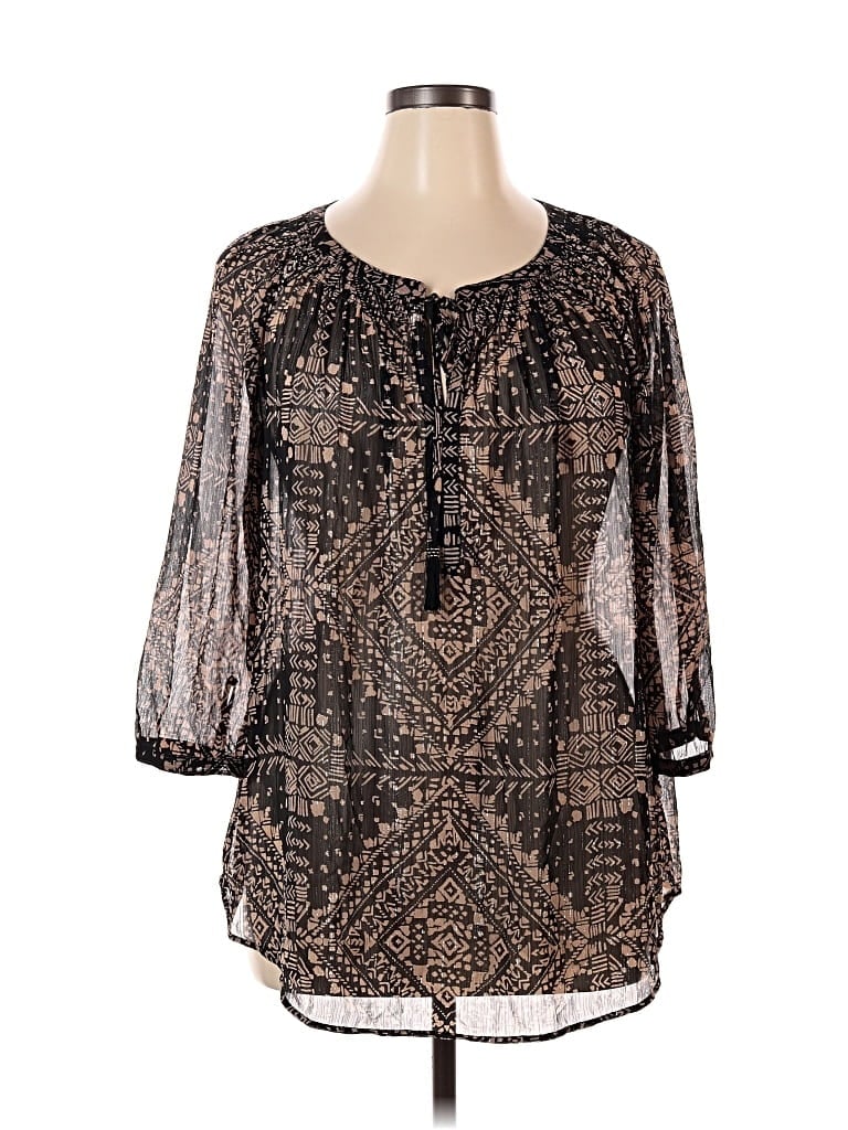 Pre-owned Daniel Rainn 3/4 Sleeve Blouse In Black