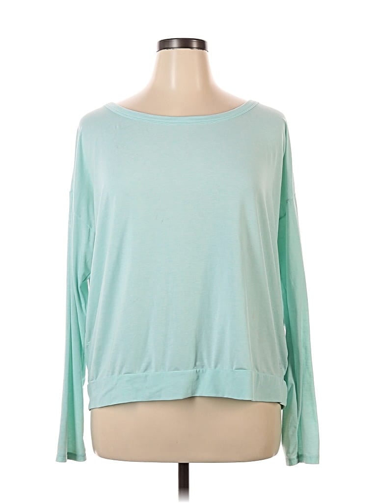 Pre-owned Gap Fit Long Sleeve Top Teal Boatneck Tops In Blue