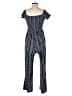 205 Collins Checkered-gingham Blue Jumpsuit Size L - photo 2