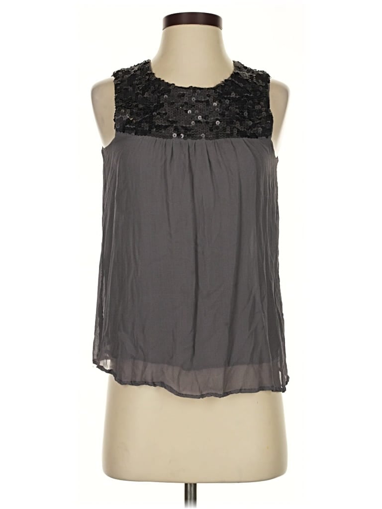 Pre-owned Twenty One Sleeveless Silk Top Gray Halter Neckline Tops