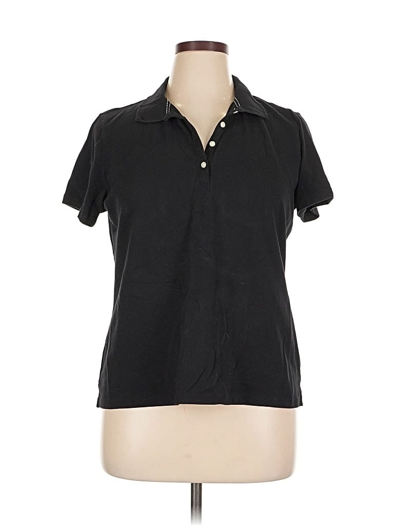 Pre-owned St. John's Bay Short Sleeve Polo Shirt In Black
