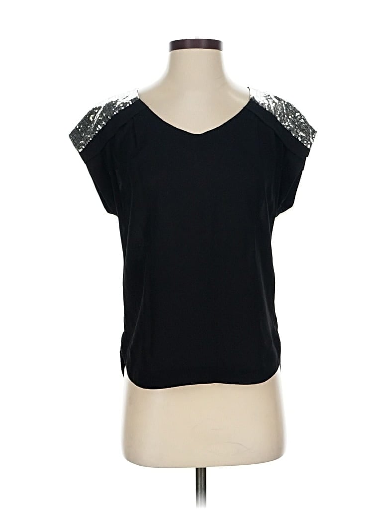 Pre-owned Bcbgeneration Short Sleeve Top Black Scoop Neck Tops