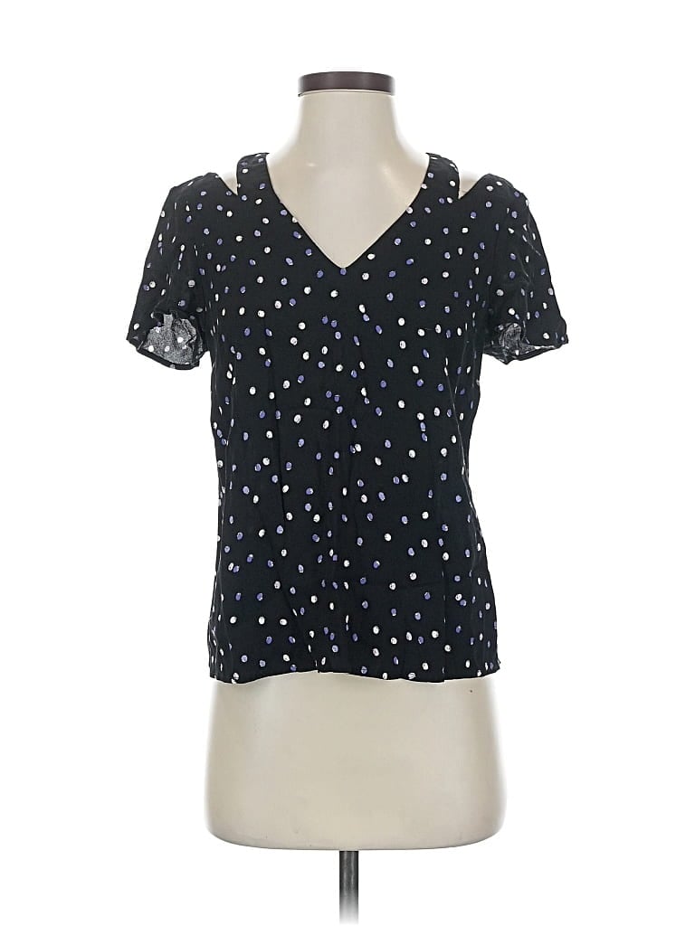 Pre-owned Maeve By Anthropologie Short Sleeve Blouse In Black