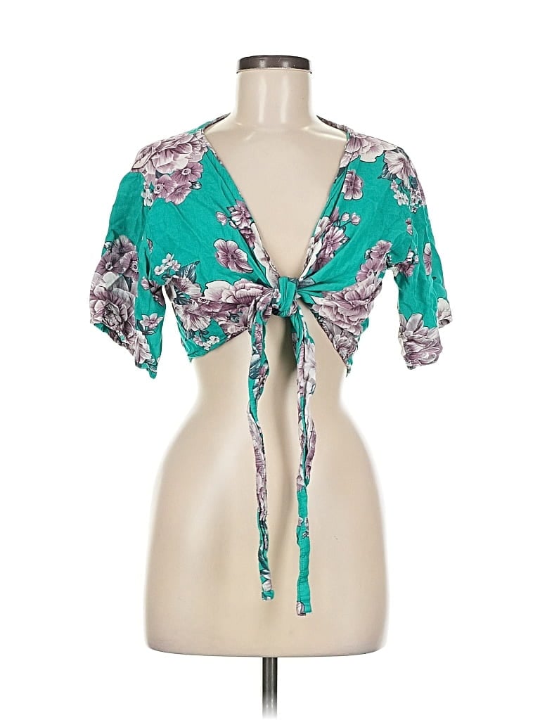 Pre-owned Assorted Brands Short Sleeve Blouse In Blue