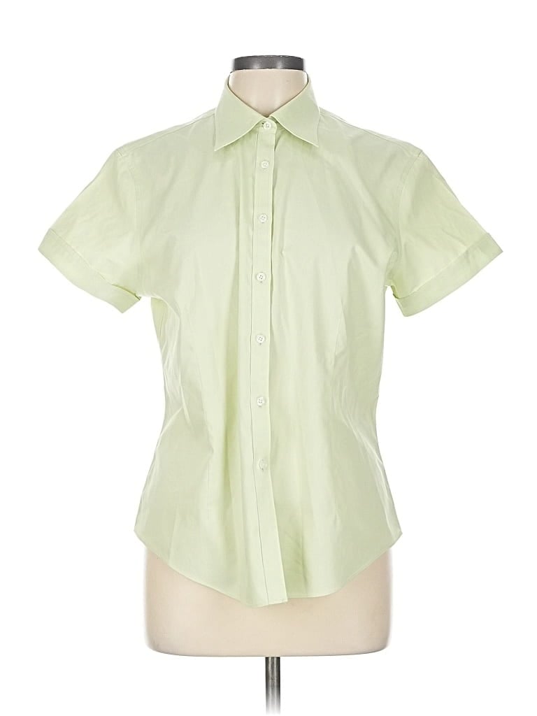 Pre-owned Brooks Brothers 346 Short Sleeve Blouse In Green