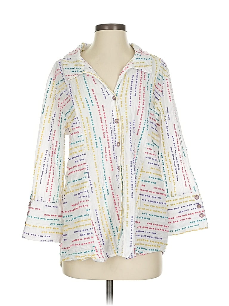 Click to view more detailed imagery on our partner's website Pre-owned Habitat 3/4 Sleeve Blouse In White