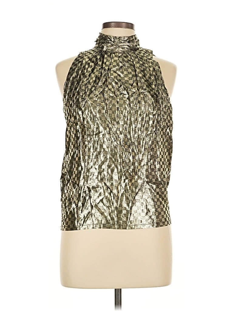 Pre-owned Assorted Brands Sleeveless Blouse In Gold