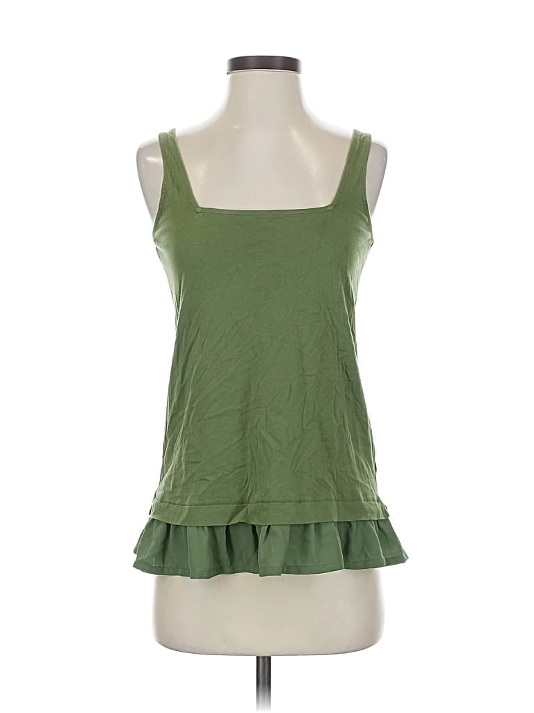 Pre-owned J.crew Factory Store Tank Top Green Square Neckline Tops