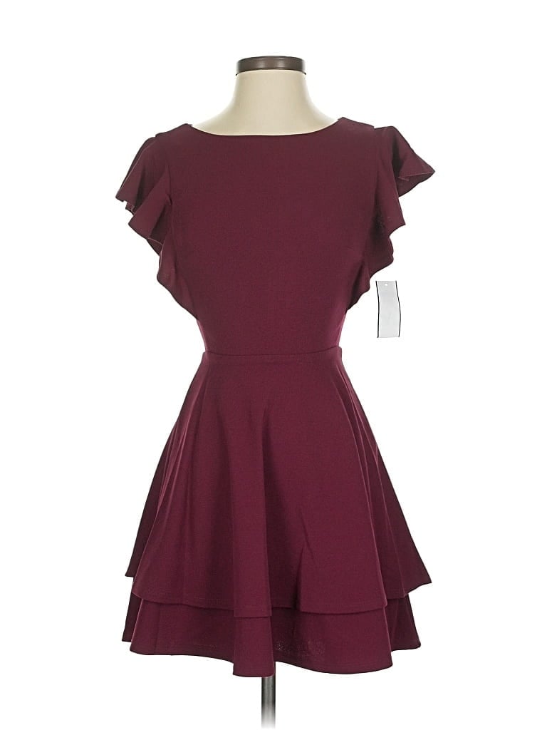 Pre-owned Crystal Doll Cocktail Dress In Burgundy
