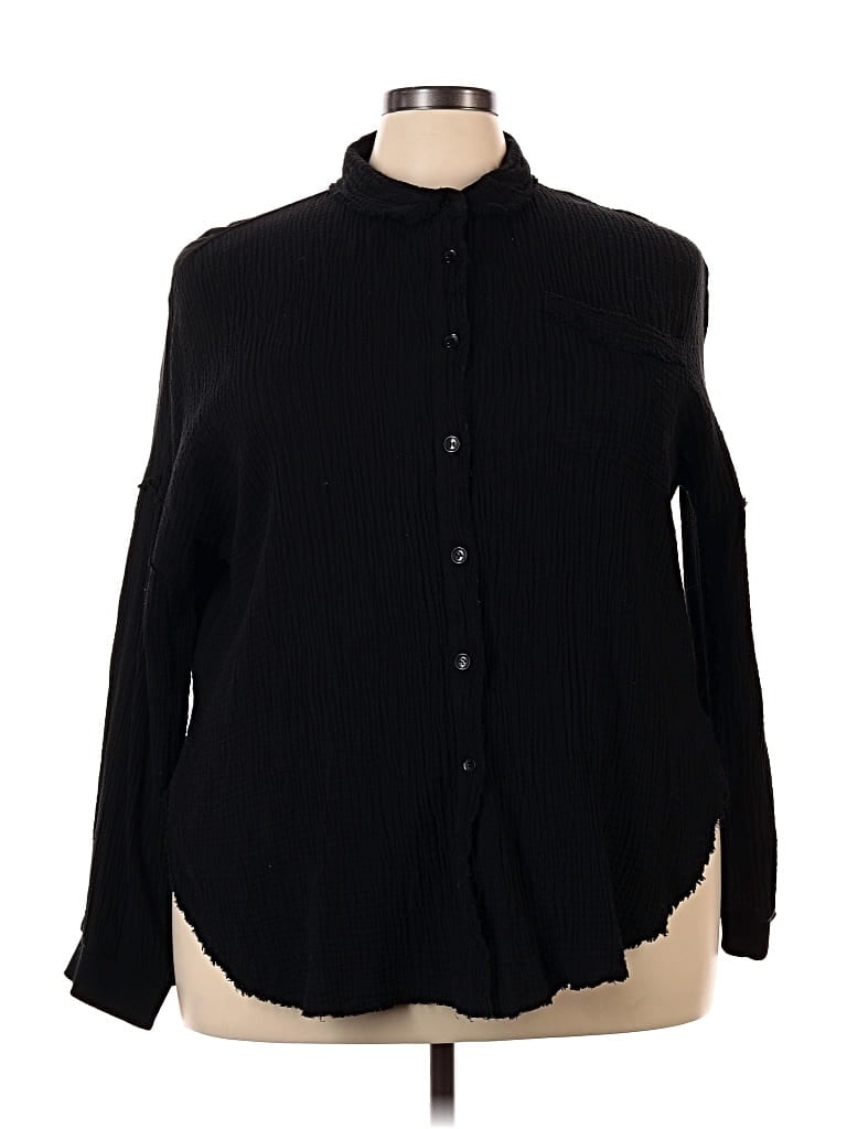 Pre-owned Pink Lily Long Sleeve Blouse In Black
