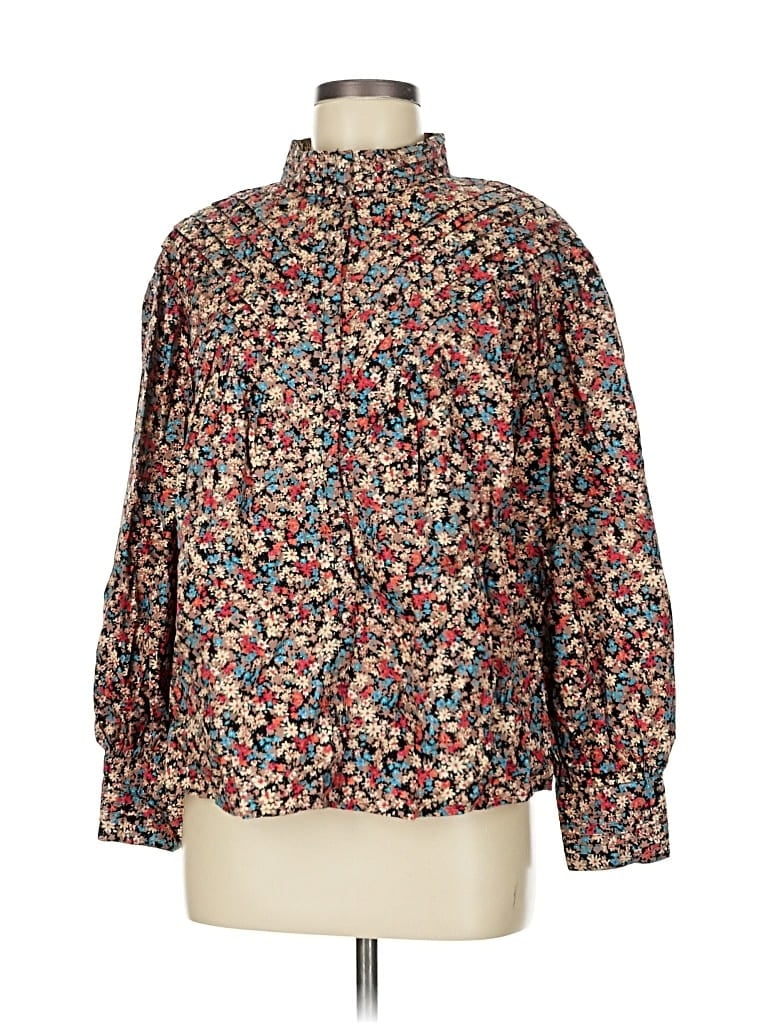 Pre-owned Mng Long Sleeve Blouse In Brown