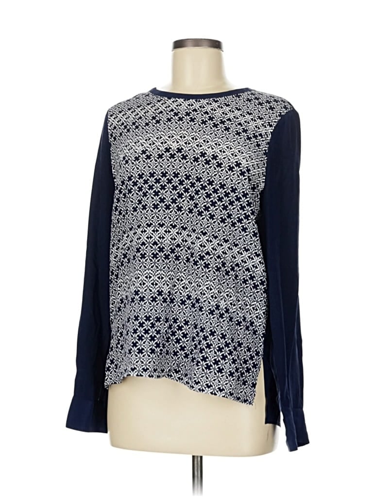 Click to view more detailed imagery on our partner's website Pre-owned Diane Von Furstenberg Long Sleeve Silk Top Blue Boatneck Tops