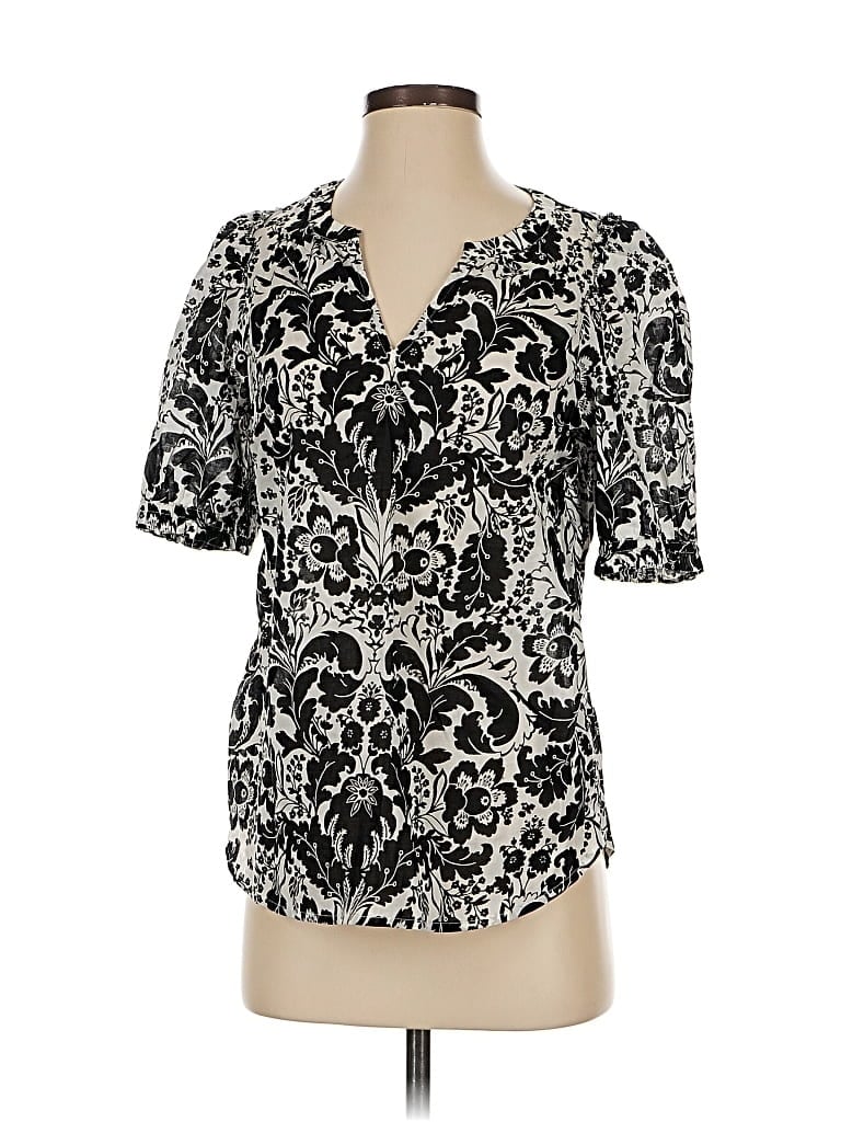Pre-owned Talbots Short Sleeve Blouse In Black