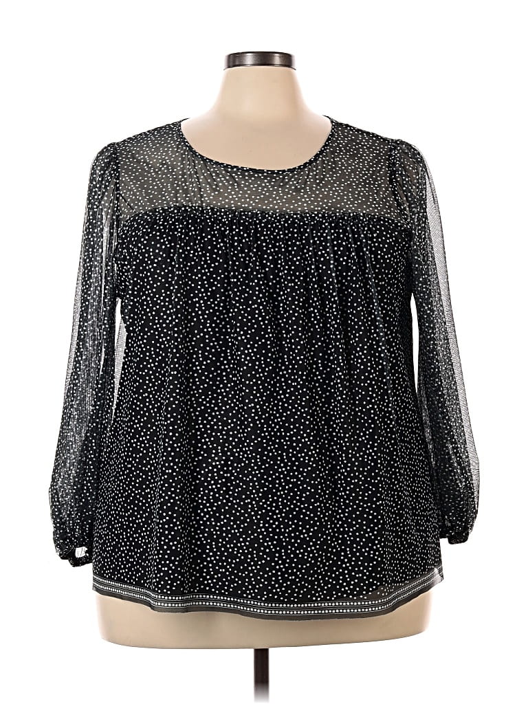 Pre-owned Max Studio Long Sleeve Blouse In Black