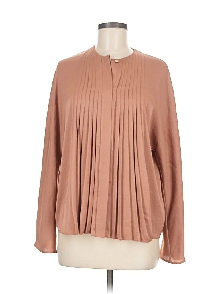 Pre-owned Vince Long Sleeve Blouse In Brown