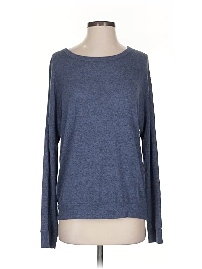 Pre-owned Natural Life Long Sleeve Top Gray Boatneck Tops