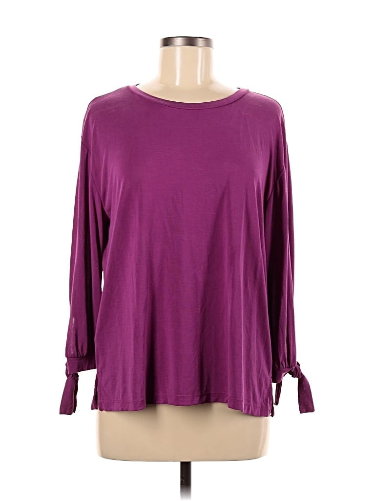 Pre-owned Ann Taylor Loft Outlet Long Sleeve Top Purple Keyhole Neckline Tops