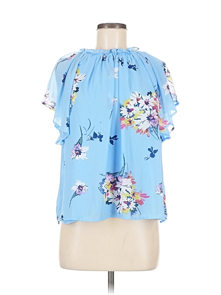 Pre-owned Melloday Short Sleeve Blouse In Blue