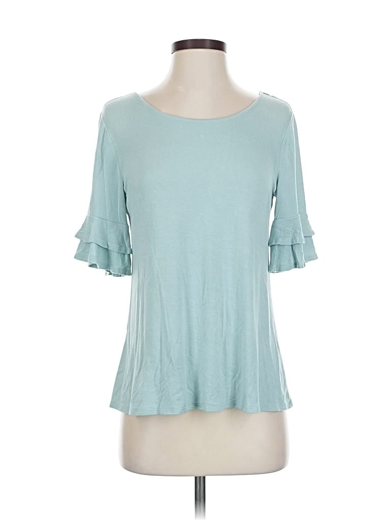 Pre-owned Maurices Short Sleeve Top Teal Scoop Neck Tops In Blue