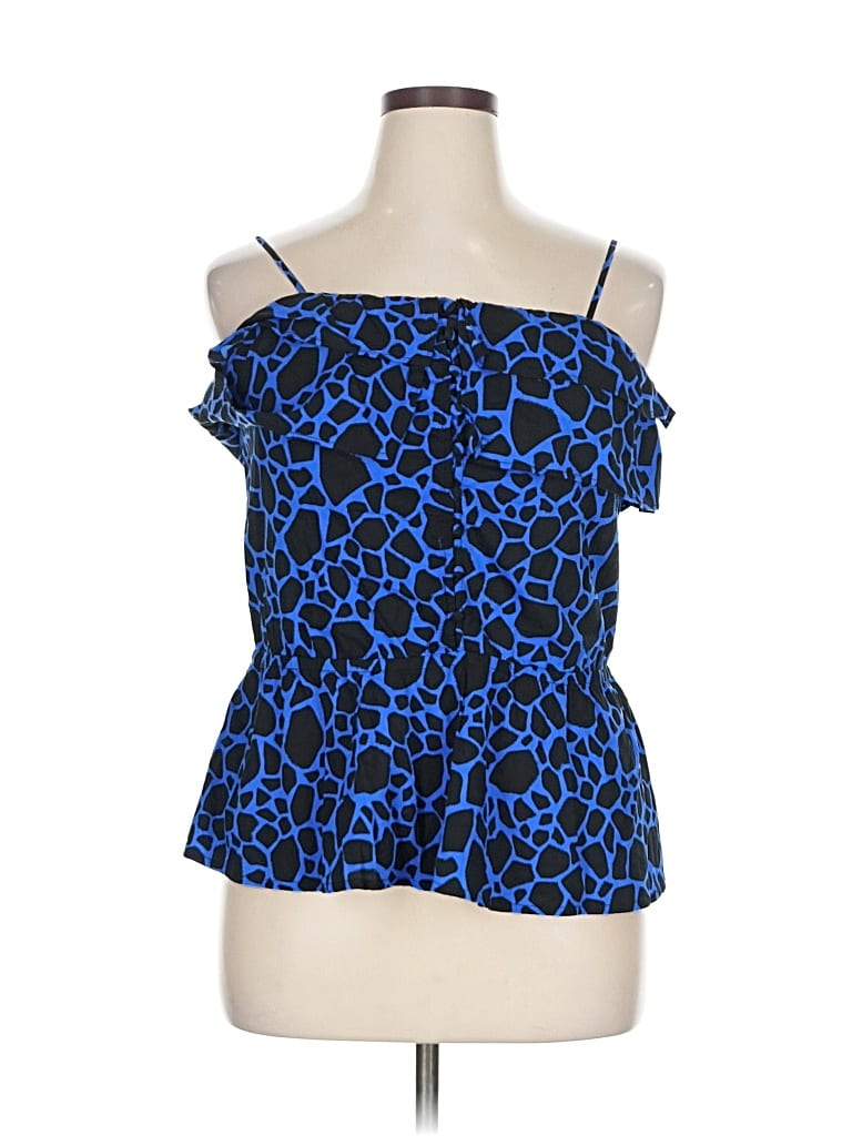 Pre-owned Who What Wear Sleeveless Top Blue Strapless Neckline Tops