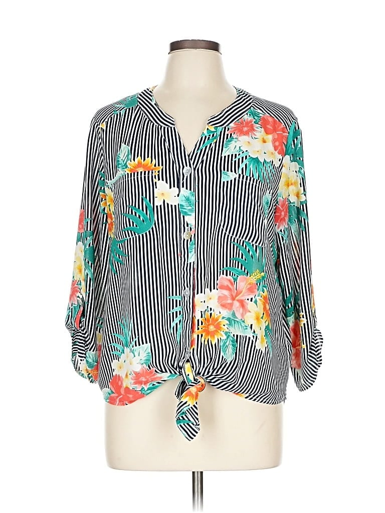 RUBY RD. Pre-owned 3/4 Sleeve Blouse In Blue