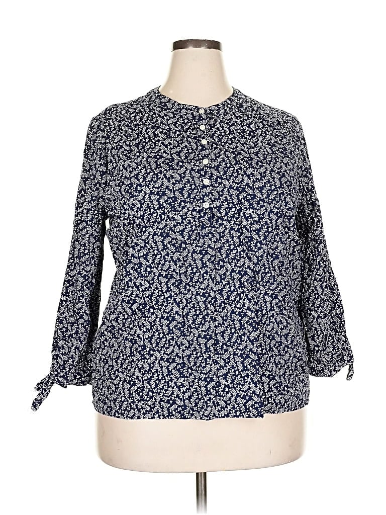 Pre-owned St. John's Bay 3/4 Sleeve Blouse In Blue