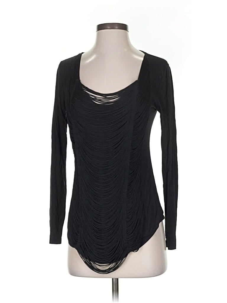 Pre-owned Bcbgeneration Long Sleeve Top Black Scoop Neck Tops