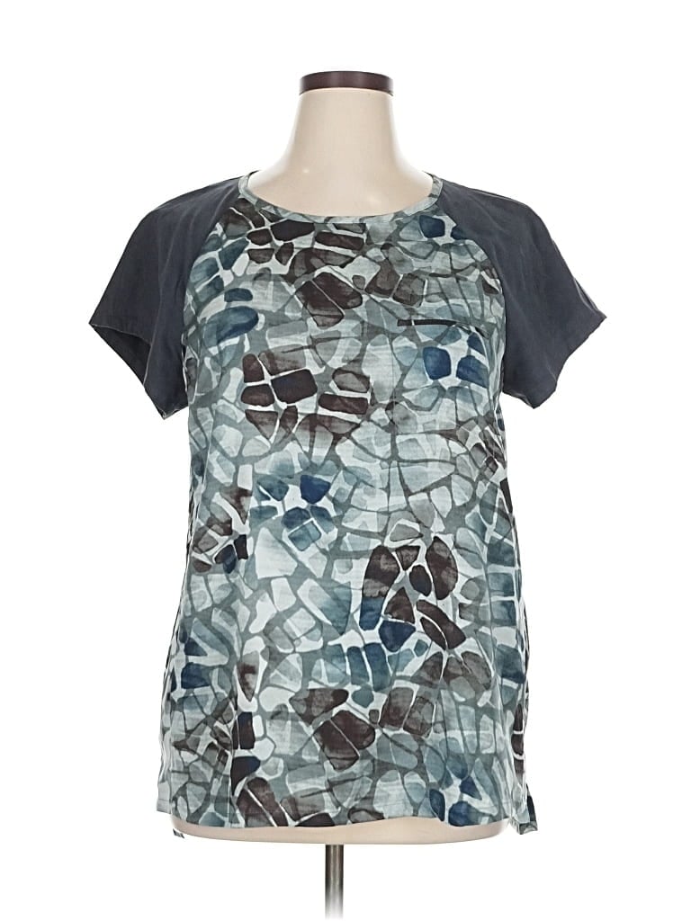 Pre-owned Simply Vera Vera Wang Short Sleeve Top Teal Square Neckline Tops In Blue