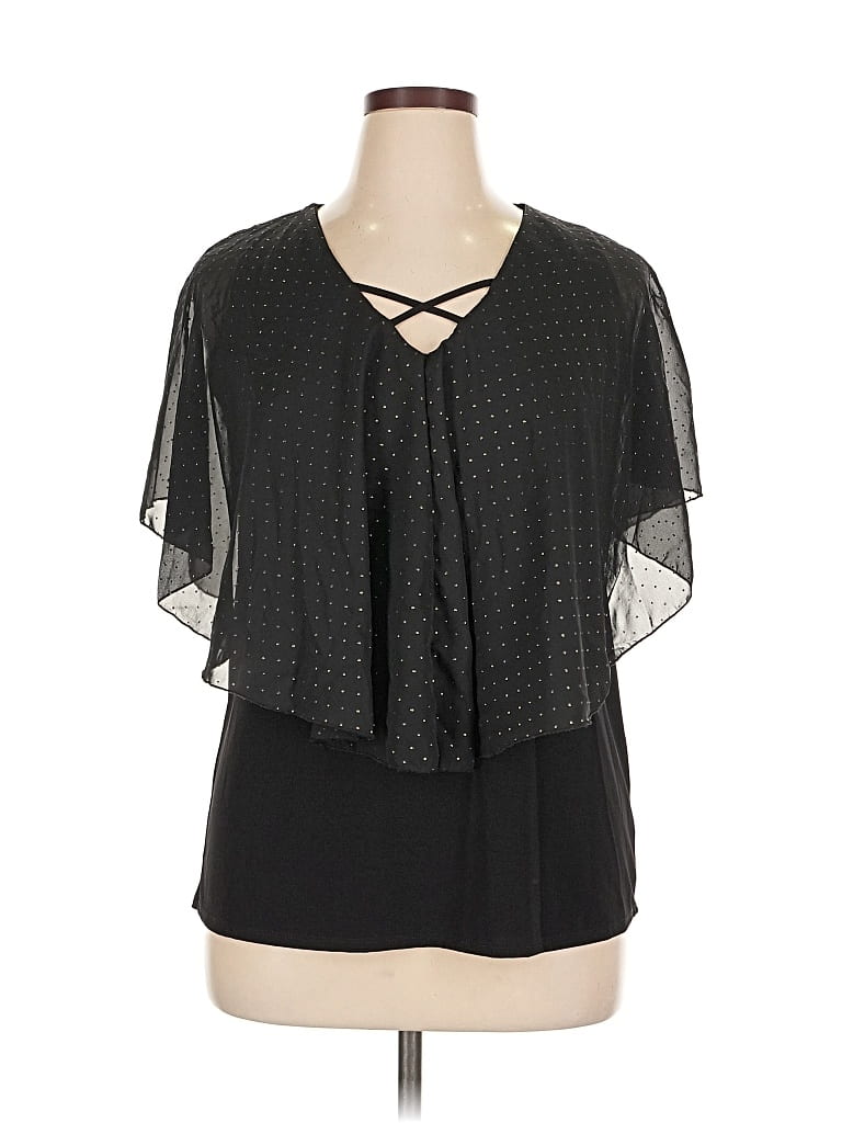 Pre-owned Carol Rose Short Sleeve Blouse In Black