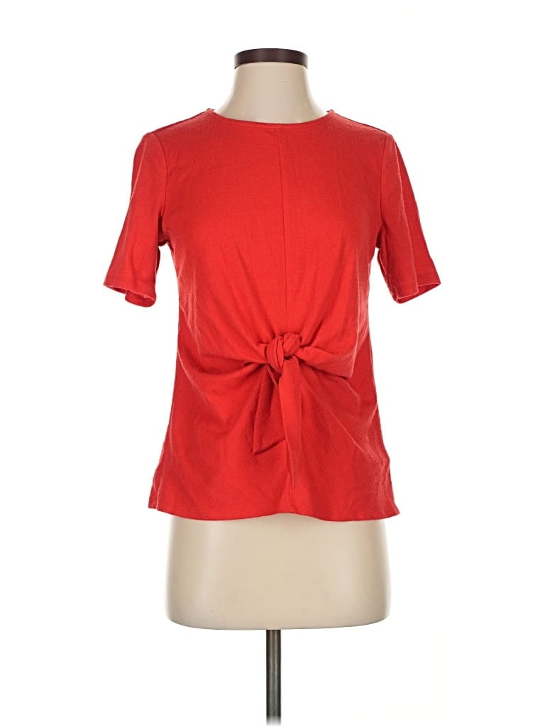 Pre-owned Popsugar Short Sleeve Top Red Keyhole Neckline Tops