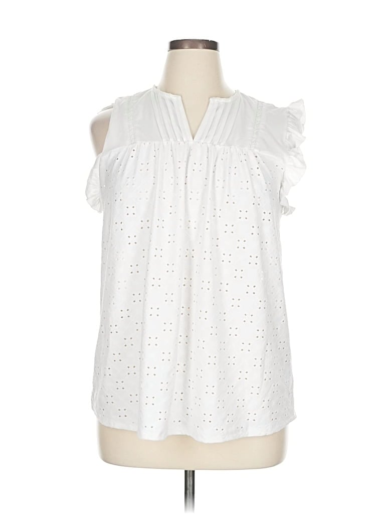Pre-owned Bobeau Sleeveless Blouse In White