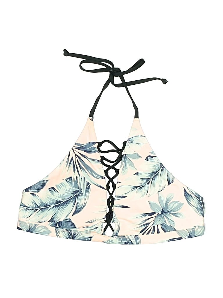 Pre-owned Victoria's Secret Pink Swimsuit Top Ivory Tropical Pattern Swimwear In White