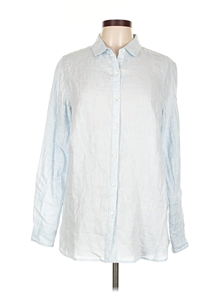 Pre-owned J. Mclaughlin Long Sleeve Button Down Shirt In Blue