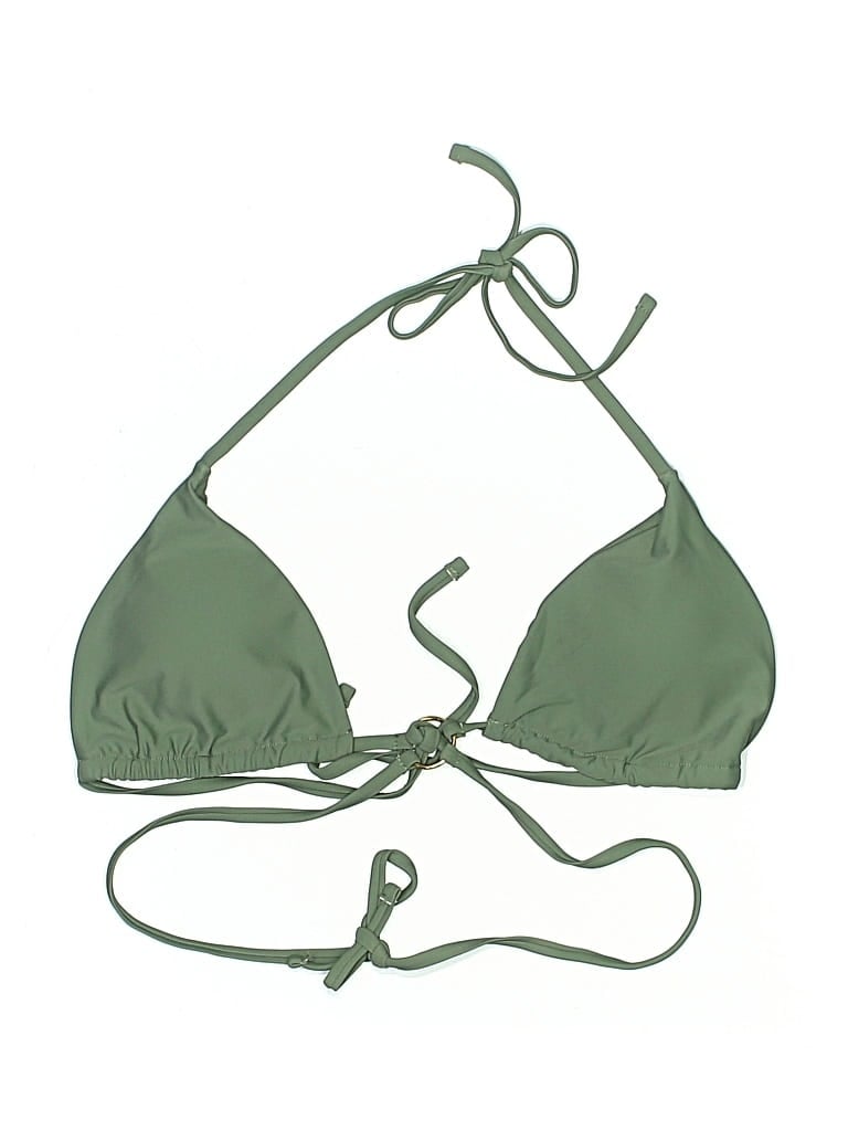 Pre-owned Unbranded Swimsuit Top Green Solid Pattern Swimwear