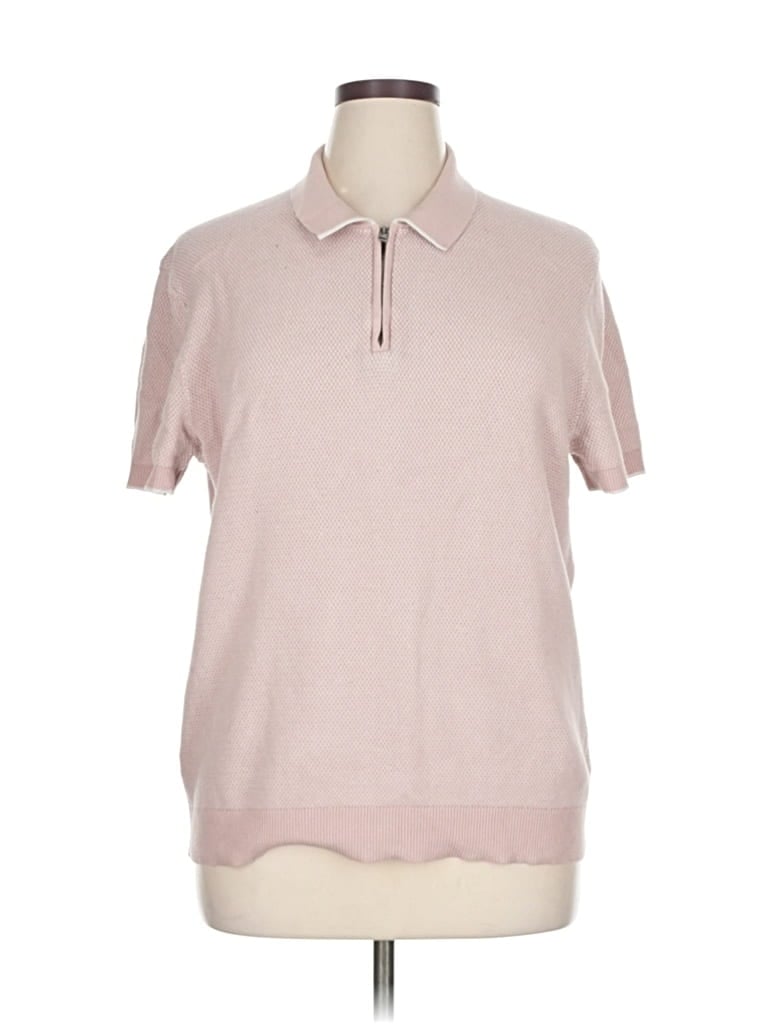 Click to view more detailed imagery on our partner's website Pre-owned Express Short Sleeve Top Pink Collared Neckline Tops