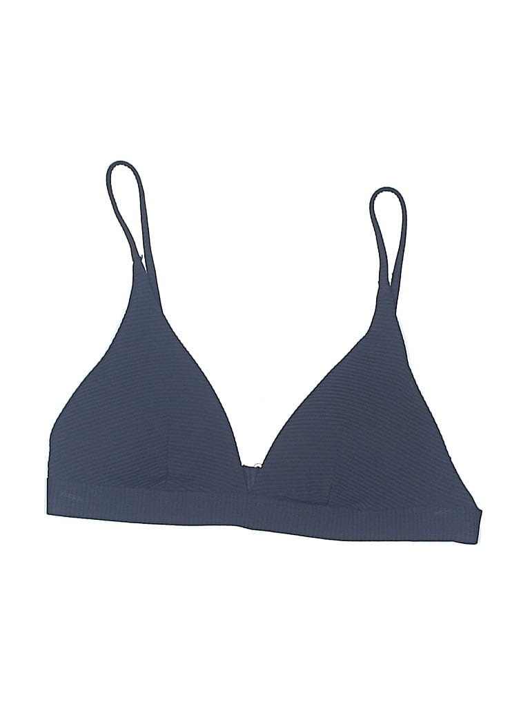 Pre-owned H&m Swimsuit Top Gray Solid Pattern Swimwear