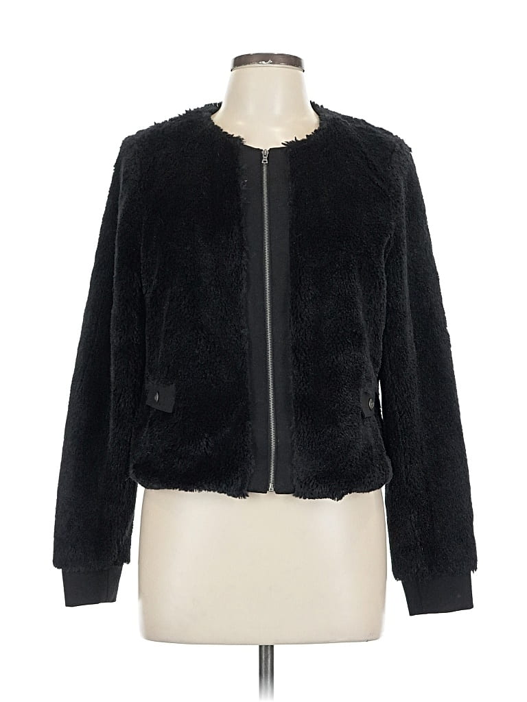 Pre-owned Relativity Faux Fur Jacket In Black