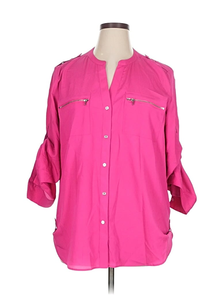 Pre-owned Calvin Klein 3/4 Sleeve Blouse In Pink