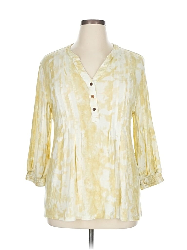 Pre-owned Wonderly 3/4 Sleeve Henley Shirt In Yellow