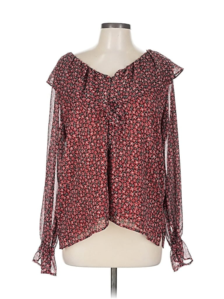 Pre-owned Ann Taylor Loft Long Sleeve Blouse In Red