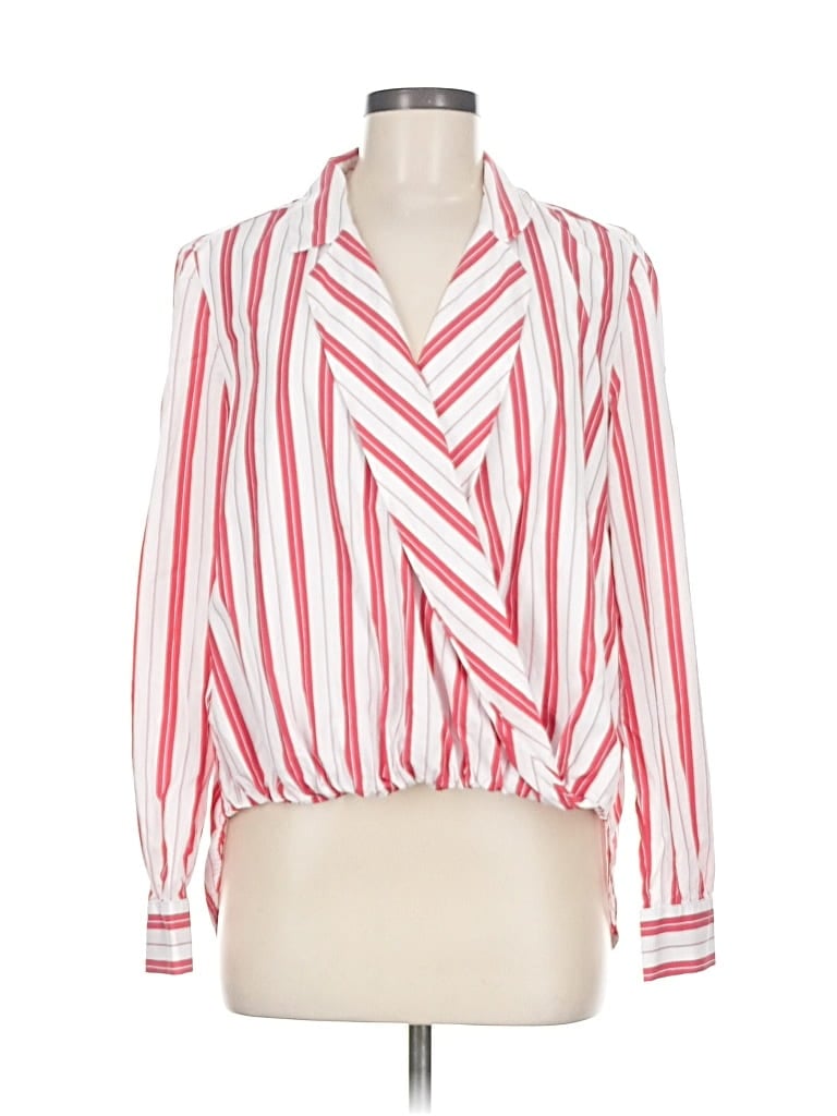 Pre-owned Harshman Long Sleeve Blouse In Red