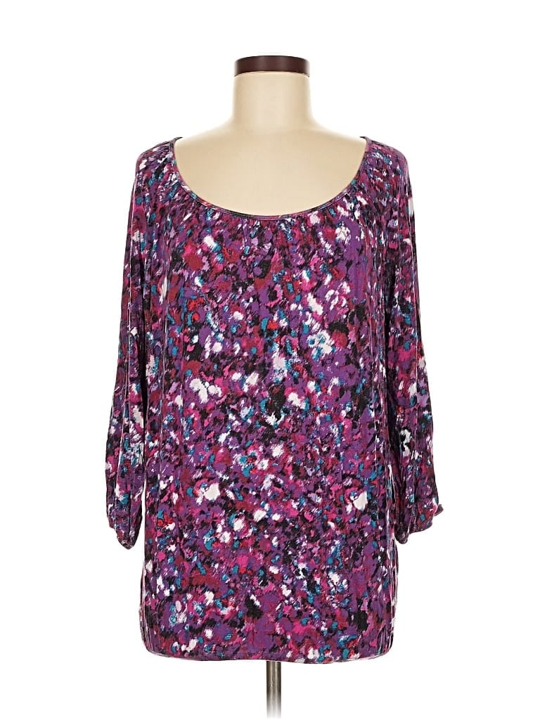 Pre-owned Dana Buchman 3/4 Sleeve T-shirt In Purple