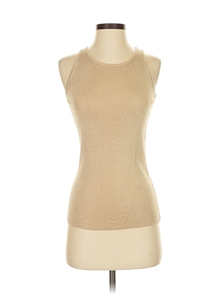 Pre-owned Ann Taylor Loft Sleeveless Top Tan Halter Neckline Tops In Brown