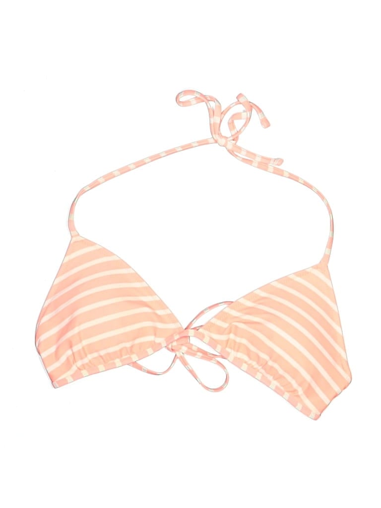 Pre-owned Aerie Swimsuit Top Orange Stripes Pattern Swimwear