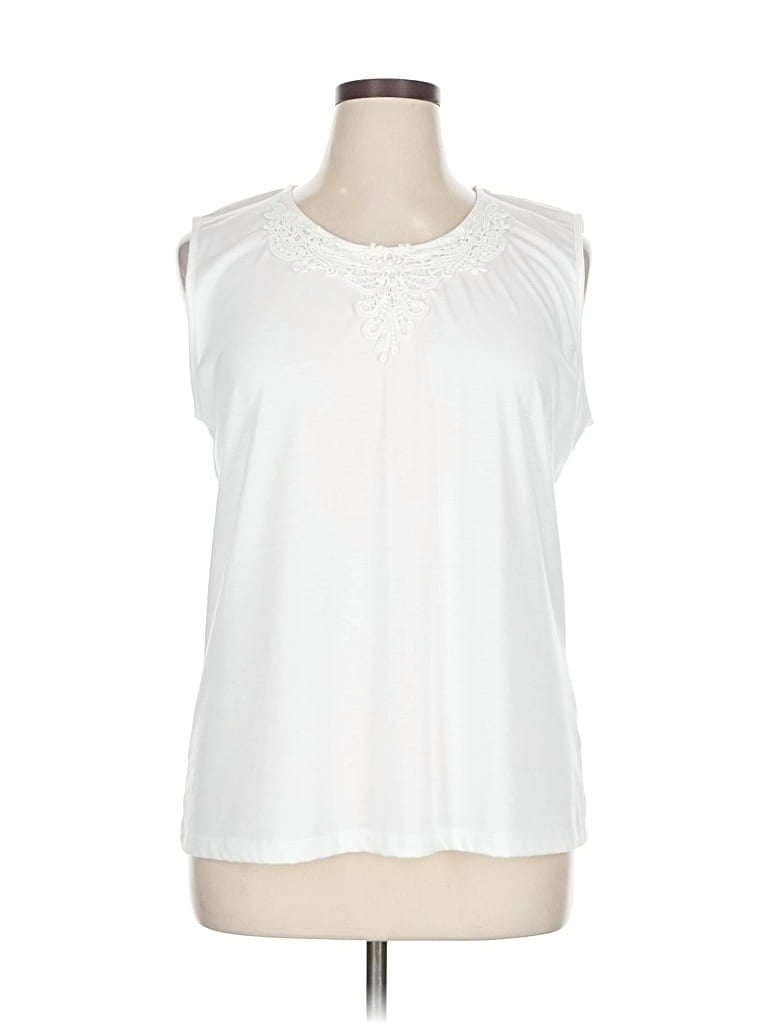 Pre-owned Sag Harbor Sleeveless Blouse In White